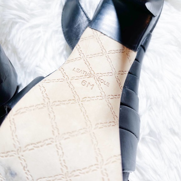 LAMB Black Leather Strap Slingback Heel Peep Toe SZ6 - Picture 5 of 8